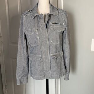 LOFT Denin Stripped Button Zip Jacket